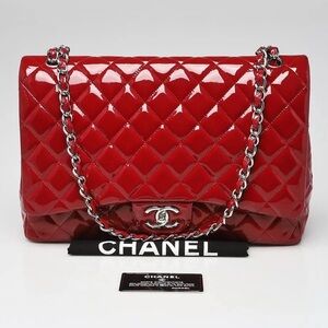 Chanel Maxi Classic Red Quilted Leather Bag